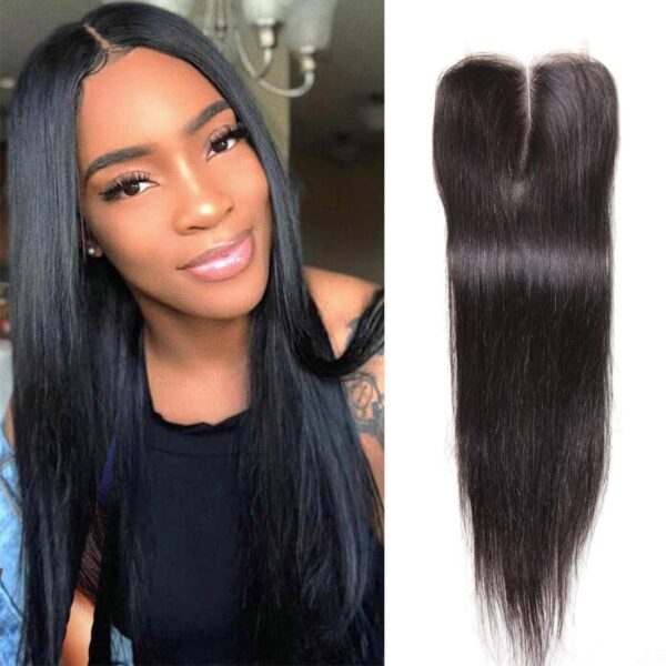 3 Bundles of  Indian Bone Straight Human Hair   with Closure HD Lace  V300