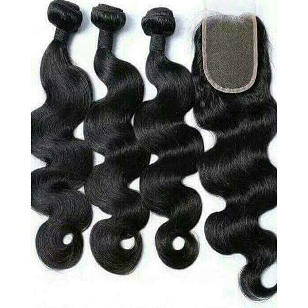 Body wave Human Hair 3 Bundles Closure