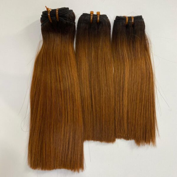 3 Bundles of Brown Super Double Drawn Peruvian Bone Straight Human Hair V119 - Image 3