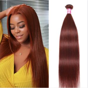 3 Bundles of Reddish Brown Straight Human Hair Brazilian Straight Hair Bundles 100% Virgin Hair CD99S