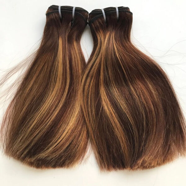 3 Bundles of Brown Super Double Drawn Bone Straight 100% Indian Human CD45P - Image 2