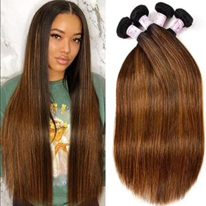 4 Bundles of Medium Brown Indian Straight Human Hair Wig Bundles With Closure Huamn Hair 100% Virgin Hair CD23R